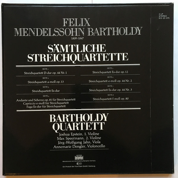 Felix Mendelssohn-Bartholdy , Bartholdy Quartett - Sämtliche Streichquartette | Acanta (913-23-075) - 2