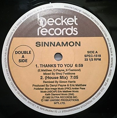 Sinnamon - Thanks To You / He's Gonna Take You Home (To His House) | Becket Records (SPEC-1518)