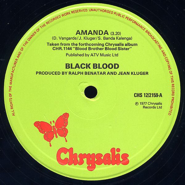 Black Blood - Amanda / Rastiferian | Chrysalis (CHS 12/2159) - 2