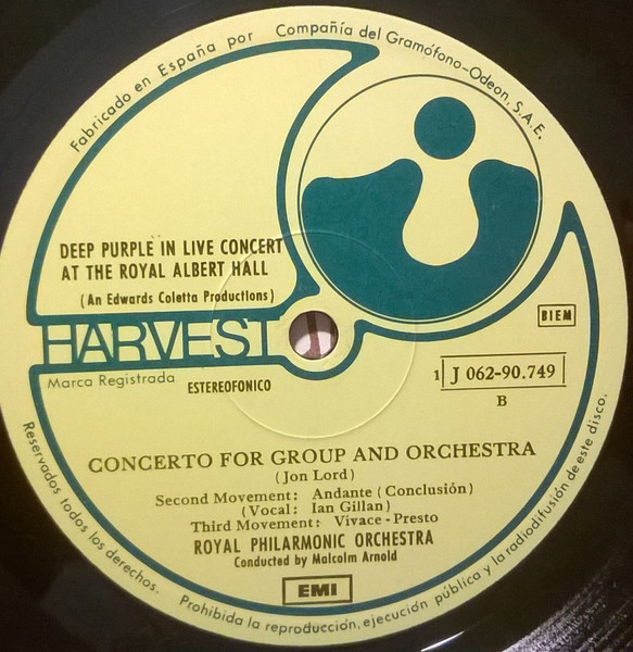 Deep Purple , Royal Philharmonic Orchestra Conducted By Malcolm Arnold - Concerto For Group And Orchestra | Harvest (1J 062-90.749) - 4