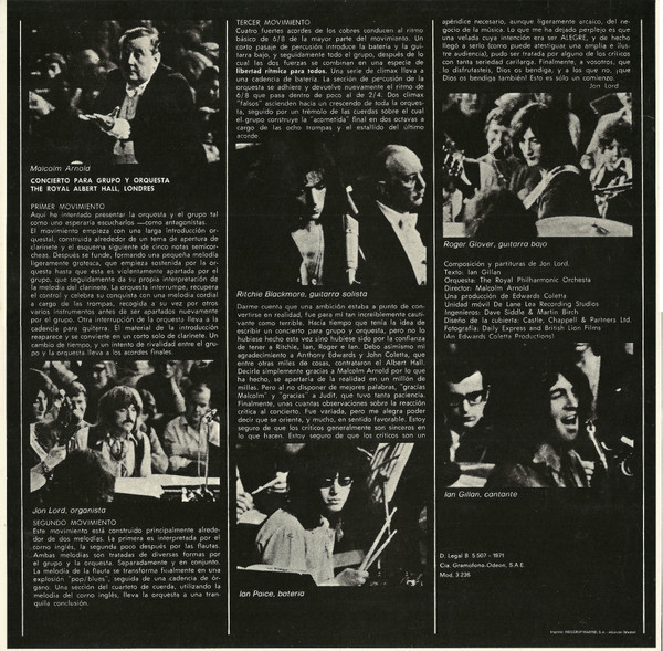 Deep Purple , Royal Philharmonic Orchestra Conducted By Malcolm Arnold - Concerto For Group And Orchestra | Harvest (1J 062-90.749) - 2