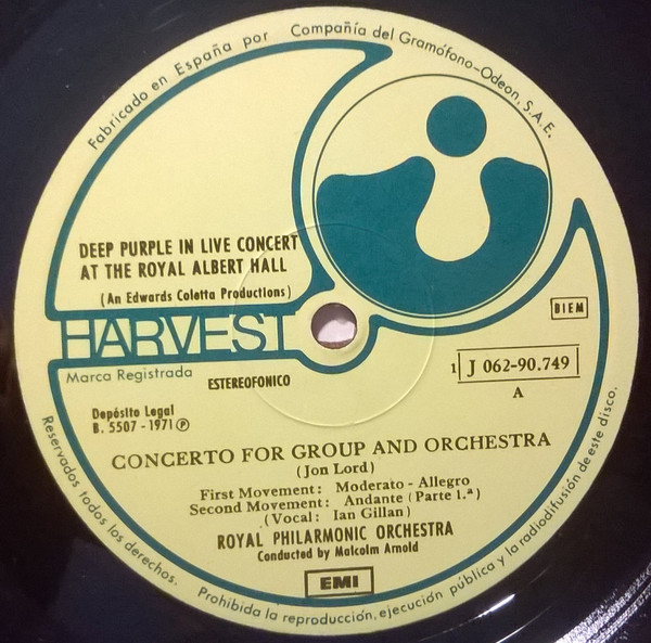 Deep Purple , Royal Philharmonic Orchestra Conducted By Malcolm Arnold - Concerto For Group And Orchestra | Harvest (1J 062-90.749) - 3