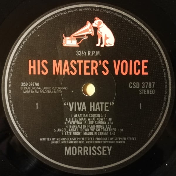 Morrissey - Viva Hate | His Master's Voice (CSD 3787) - 4