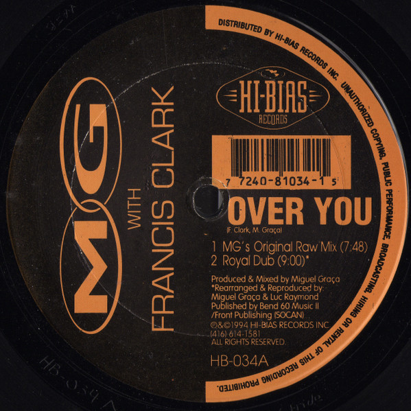 MG With Francis Clark - Over You | Hi-Bias Records (HB-034) - 2