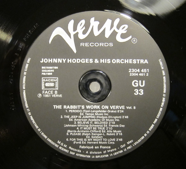 Johnny Hodges And His Orchestra - The Rabbit's Work On Verve Vol. 5 | Verve Records (2304 451) - 4