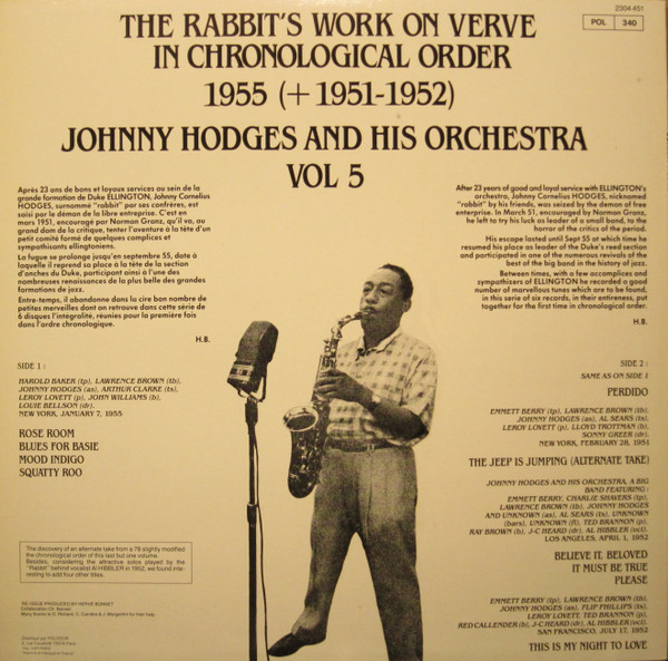 Johnny Hodges And His Orchestra - The Rabbit's Work On Verve Vol. 5 | Verve Records (2304 451) - 2