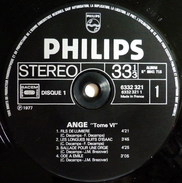 Ange - Tome VI (2LP) [Vinyl] | Philips (6641 715) - 4