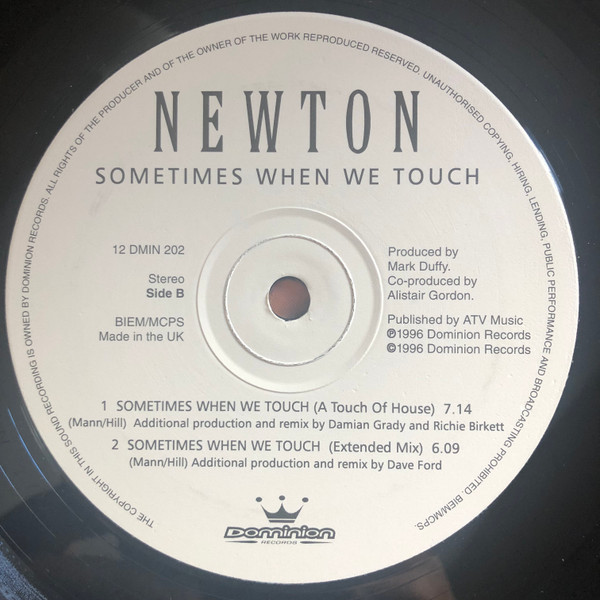 Newton - Sometimes When We Touch | Dominion Records (12 DMIN 202) - 4