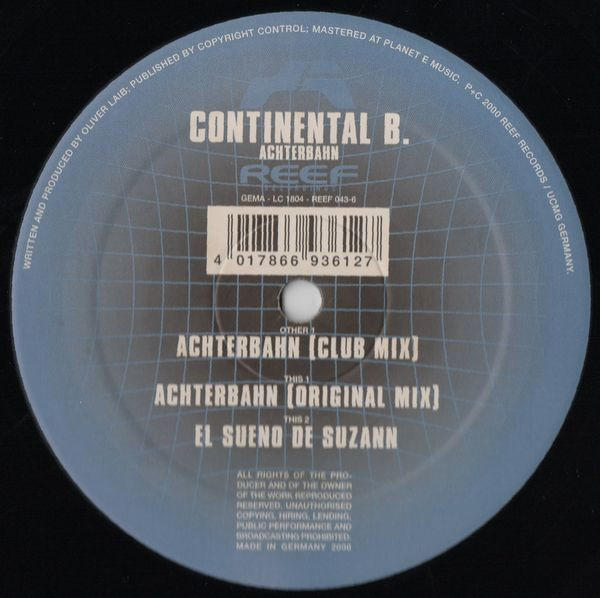 Continental B. - Achterbahn | Reef Recordings (REEF 043-6) - 2