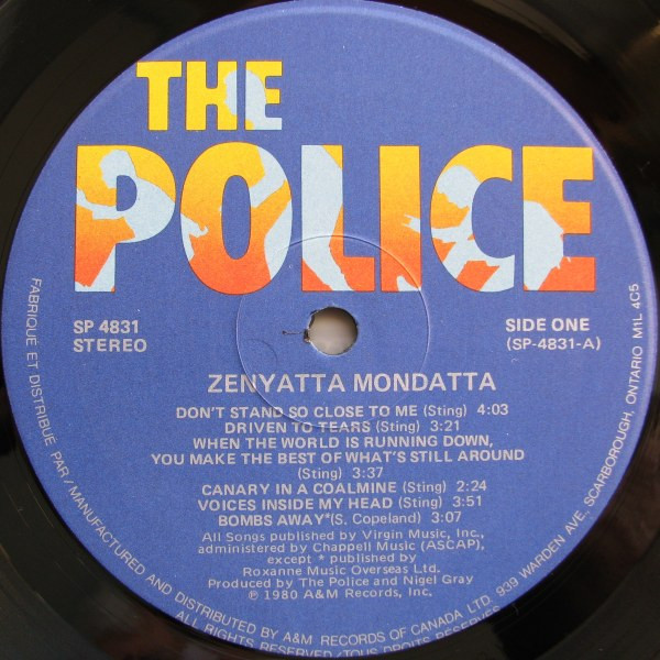 The Police - Zenyatta Mondatta | A&M Records (SP 4831) - 3