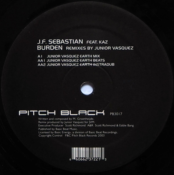 J.F. Sebastian Feat. Kaz - Burden (Remixes By Junior Vasquez) | Pitch Black (PB3017)