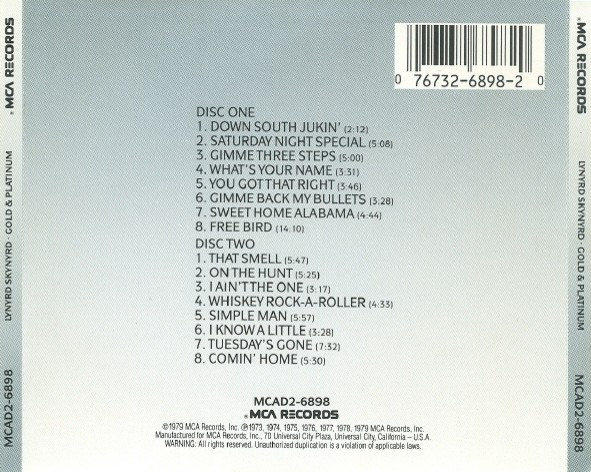 Lynyrd Skynyrd - Gold & Platinum | MCA Records (MCAD2-6898) - 4