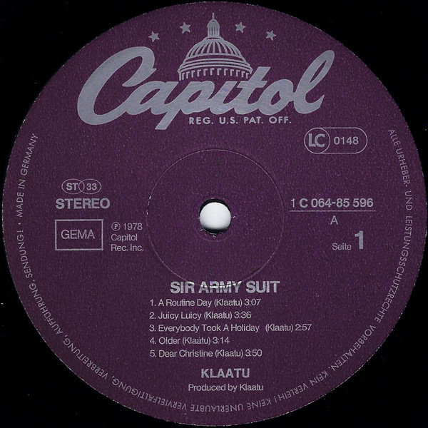 Klaatu - Sir Army Suit | Capitol Records (1C 064-85 596) - 3