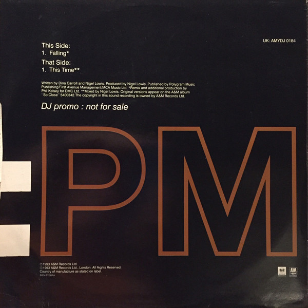 Dina Carroll - Falling / This Time | A&M PM (AMYDJ 0184)