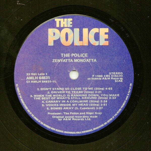 The Police - Zenyatta Mondatta | A&M Records (AMLH 64831) - main