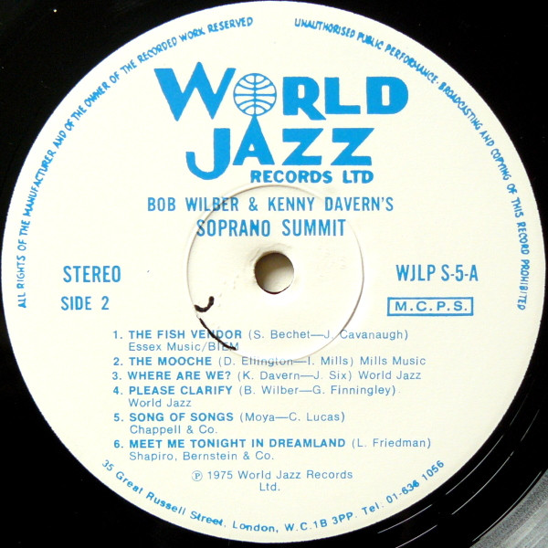 Bob Wilber & Kenny Davern , Soprano Summit - Soprano Summit | World Jazz Records (WJLP-S-5) - 4 Bob Wilber & Kenny Davern , Soprano Summit - Soprano Summit | World Jazz Records (WJLP-S-5) - 4