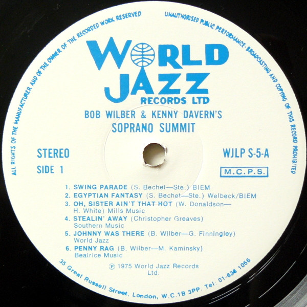 Bob Wilber & Kenny Davern , Soprano Summit - Soprano Summit | World Jazz Records (WJLP-S-5) - 3 Bob Wilber & Kenny Davern , Soprano Summit - Soprano Summit | World Jazz Records (WJLP-S-5) - 3