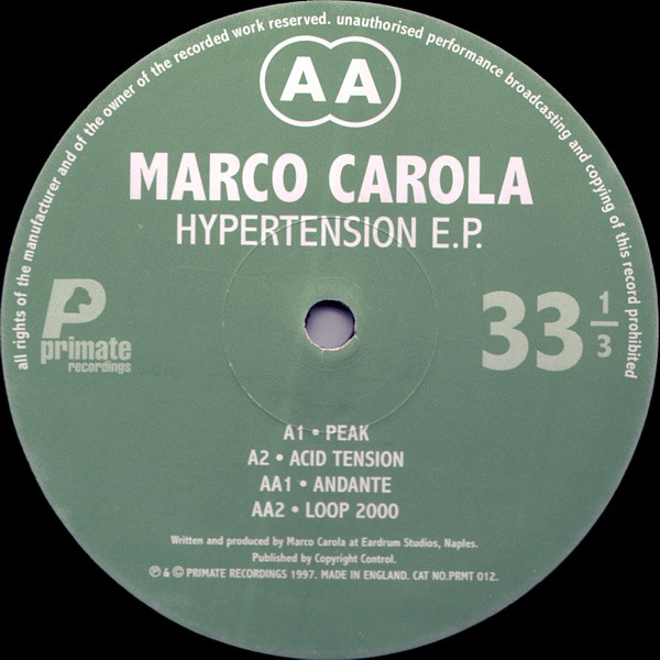 Marco Carola - Hypertension E.P. | Primate Recordings (PRMT 012) - 3