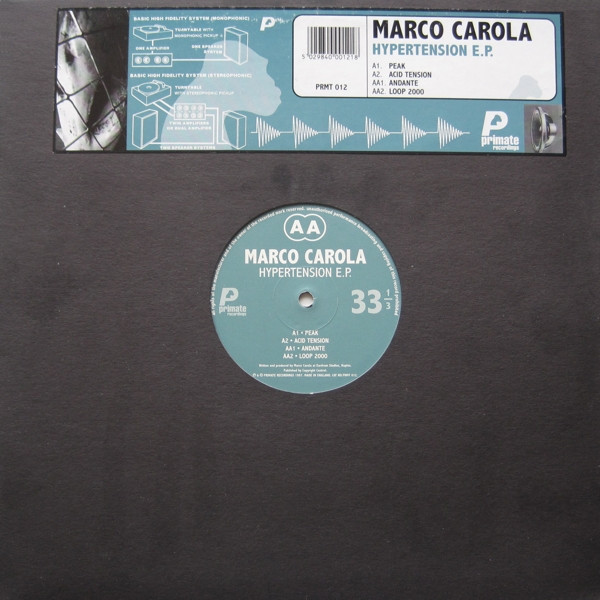 Marco Carola - Hypertension E.P. | Primate Recordings (PRMT 012) - main