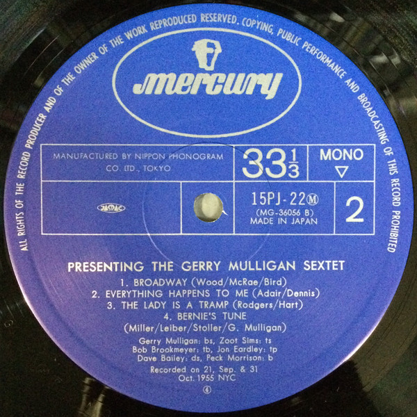Gerry Mulligan And His Sextet - Presenting The Gerry Mulligan Sextet | EmArcy (15PJ-22(M)) - 4