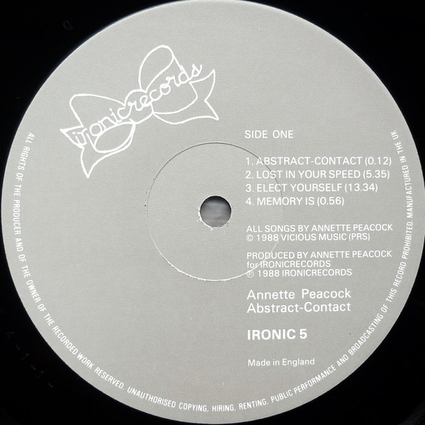 Annette Peacock - Abstract-Contact | Ironic Records (IRONIC 5) Annette Peacock - Abstract-Contact | Ironic Records (IRONIC 5)