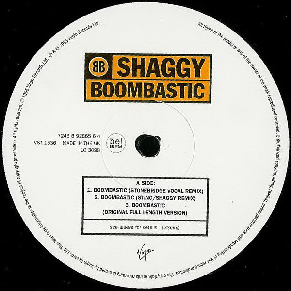 Shaggy - Boombastic | Virgin (7243 8 92865 6 4) - 4