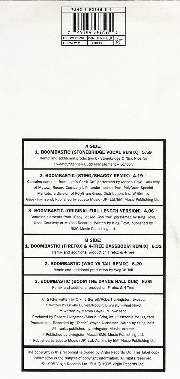 Shaggy - Boombastic | Virgin (7243 8 92865 6 4) - 3