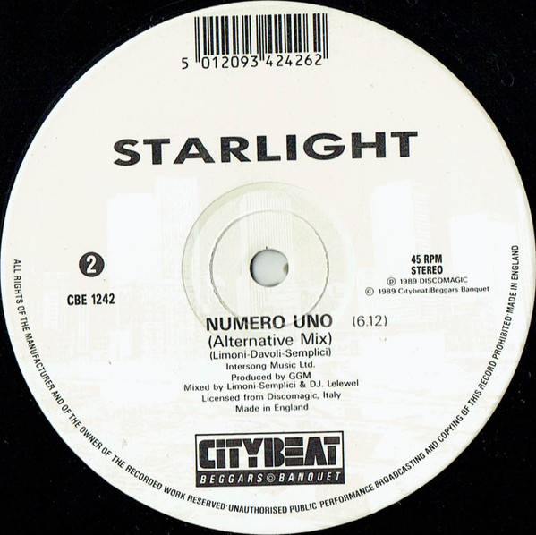 Starlight - Numero Uno | City Beat (CBE 1242) - 2