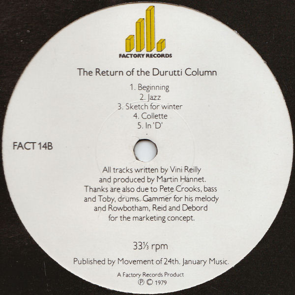 The Durutti Column - The Return Of The Durutti Column | Factory (FACT 14) - 4 The Durutti Column - The Return Of The Durutti Column | Factory (FACT 14) - 4
