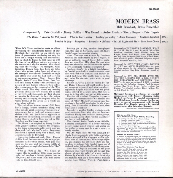 Milt Bernhart Brass Ensemble - Modern Brass | RCA (NL-45662) - 2