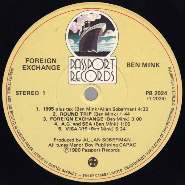 Ben Mink - Foreign Exchange | Passport Records (PB 2024) - 2