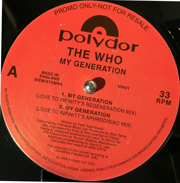 The Who - My Generation (Love To Infinity Mixes) | Polydor (WHO1) - main The Who - My Generation (Love To Infinity Mixes) | Polydor (WHO1) - main