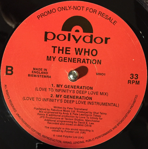 The Who - My Generation (Love To Infinity Mixes) | Polydor (WHO1) - 2 The Who - My Generation (Love To Infinity Mixes) | Polydor (WHO1) - 2