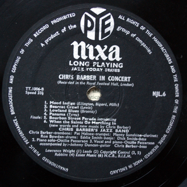 Chris Barber's Jazz Band With Ottilie Patterson And The Johnny Duncan Skiffle Group - Chris Barber In Concert | Pye Records (NJL 6) - 4