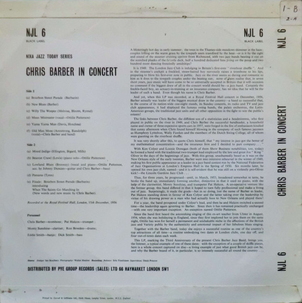 Chris Barber's Jazz Band With Ottilie Patterson And The Johnny Duncan Skiffle Group - Chris Barber In Concert | Pye Records (NJL 6) - 2