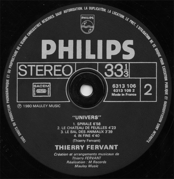 Thierry Fervant - Univers | Philips (6313 106) - 3