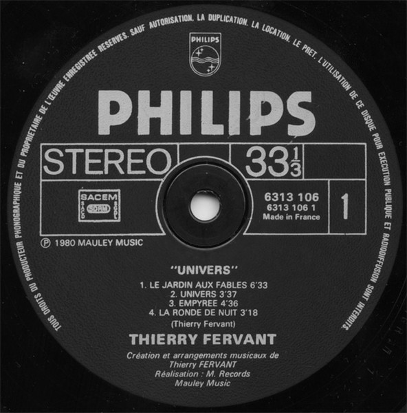 Thierry Fervant - Univers | Philips (6313 106) - 2