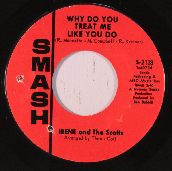 Irene & The Scotts - I'm Stuck On My Baby / Why Do You Treat Me Like You Do | Smash Records (S-2138) - 2 Irene & The Scotts - I'm Stuck On My Baby / Why Do You Treat Me Like You Do | Smash Records (S-2138) - 2