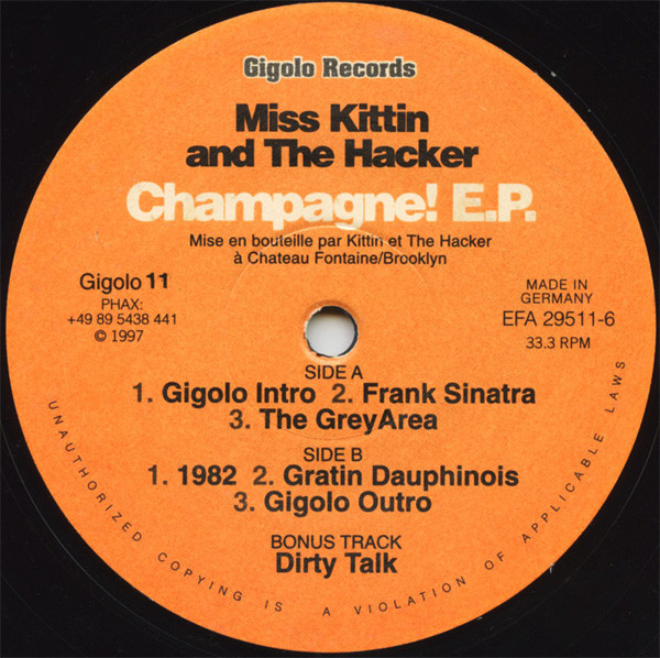 Miss Kittin & The Hacker - Champagne! E.P. | International Deejay Gigolo Records (Gigolo 11) - main Miss Kittin & The Hacker - Champagne! E.P. | International Deejay Gigolo Records (Gigolo 11) - main