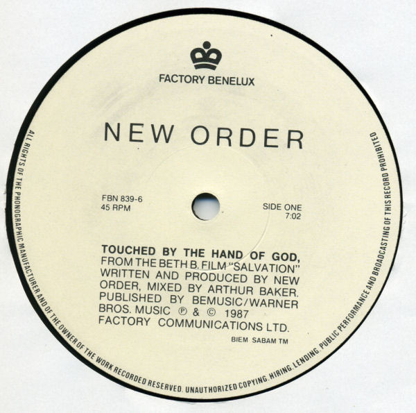 New Order - Touched By The Hand Of God | Factory Benelux (FBN 839-6) - 3