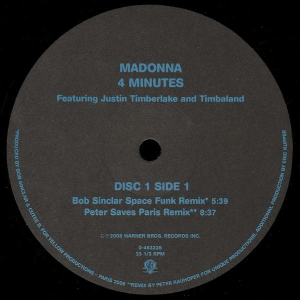 Madonna Featuring Justin Timberlake And Timbaland - 4 Minutes | Warner Bros. Records (463228-0) - 2