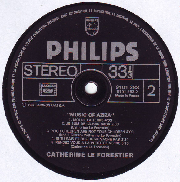 Catherine Le Forestier - Music Of Aziza | Philips (9101 283) - 4