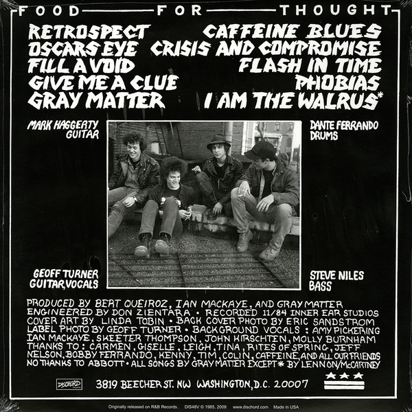 Gray Matter - Food For Thought [Vinyl] | Dischord Records (Dischord 48) - 2