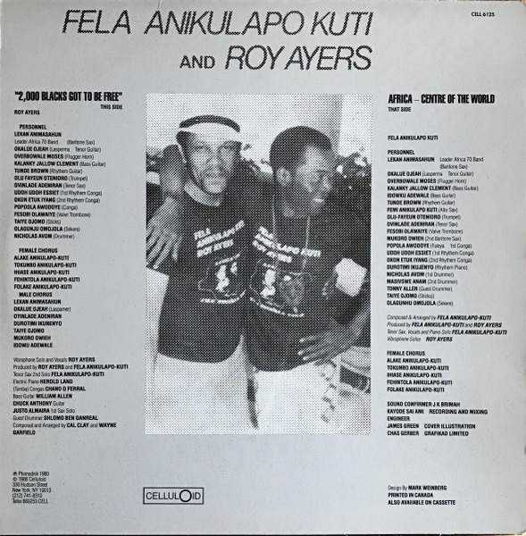 Fela Kuti And Roy Ayers - Music Of Many Colours | Celluloid (CELL 6125) - 2