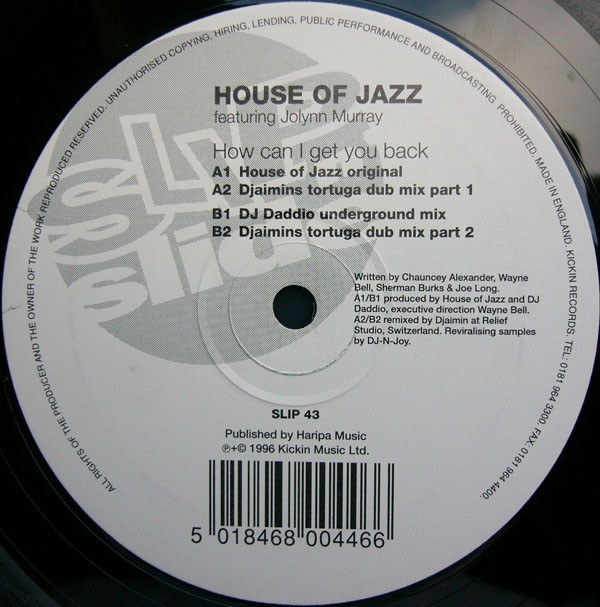 House Of Jazz  &  Jolynn Murray - How Can I Get You Back | Slip 'n' Slide (SLIP 43) - 5