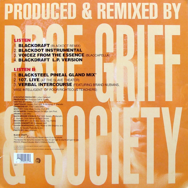 The X Minista Professor Griff - Blackdraft | Luke Records (PR-465-1) The X Minista Professor Griff - Blackdraft | Luke Records (PR-465-1)