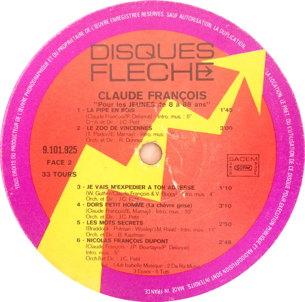 Claude François - Pour Les Jeunes De 8 à 88 Ans | Disques Flèche (9101 925) - 4