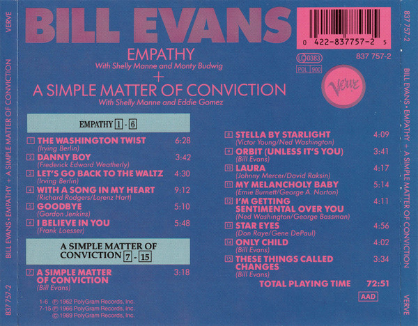 Bill Evans - Empathy + A Simple Matter Of Conviction | Verve Records (837 757-2) - 2