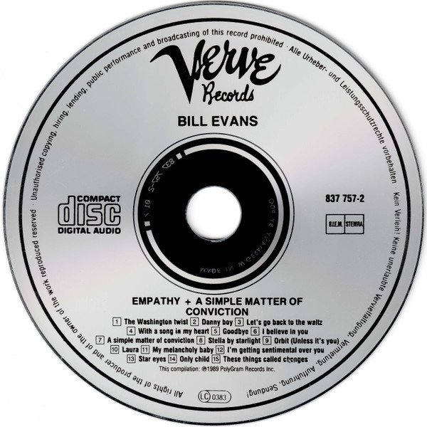 Bill Evans - Empathy + A Simple Matter Of Conviction | Verve Records (837 757-2) - 3