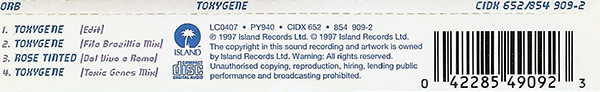 The Orb - Toxygene | Island Records (CIDX 652) - 4